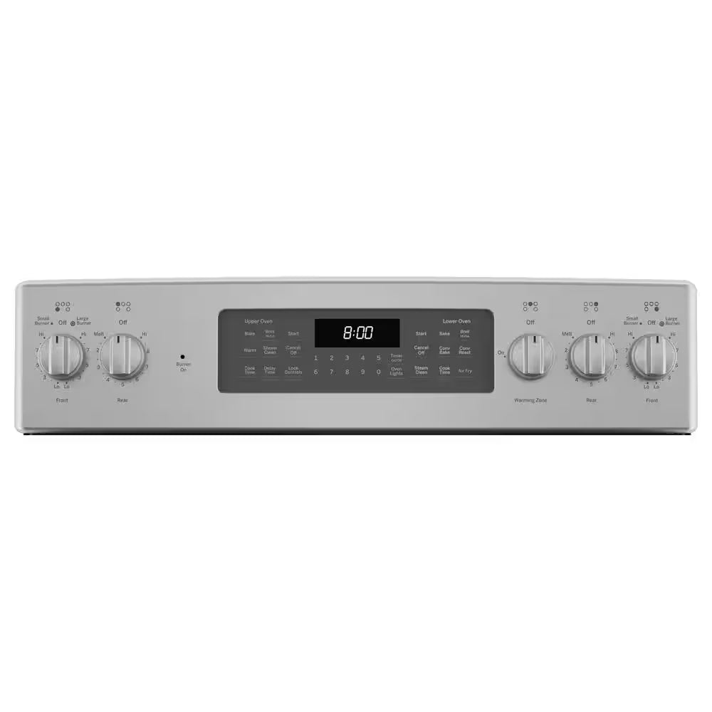 30 In. Burner Element Free-Standing Double Oven Electric Range in Stainless Steel with Convection and Air Fry