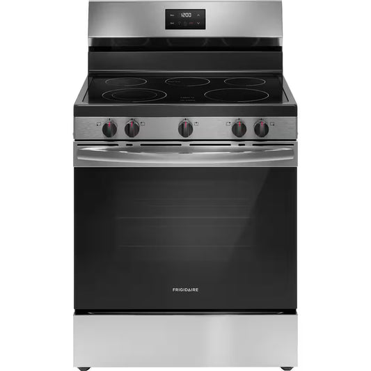 30 In. 5 Burner Element Freestanding Electric Range in Stainless Steel with Dual Expandable Element and Quick Boil