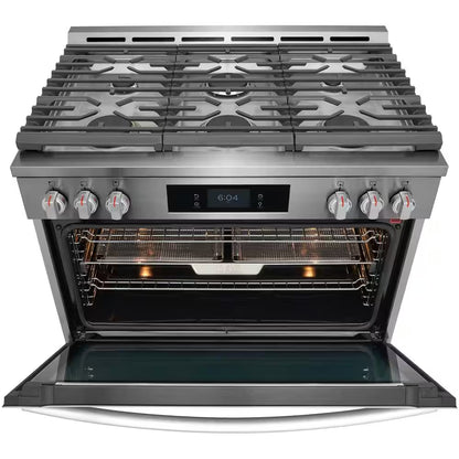 Gallery 36 In. 6-Burner Slide-In Dual Fuel Range in Stainless Steel with Total Convection and Air Fry
