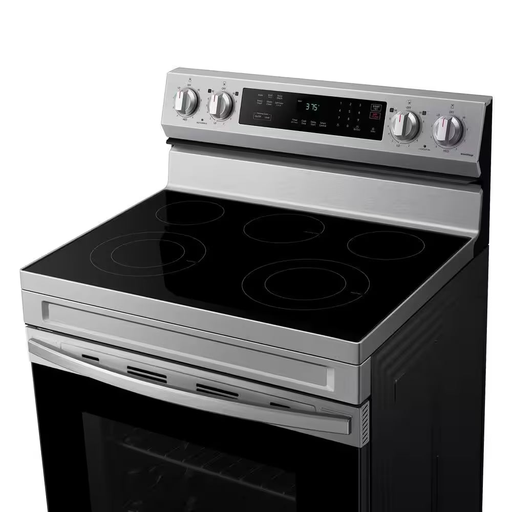 6.3 Cu.Ft. 5 Burner Element Smart Freestanding Electric Range with Rapid Boil and Self Clean in Stainless Steel