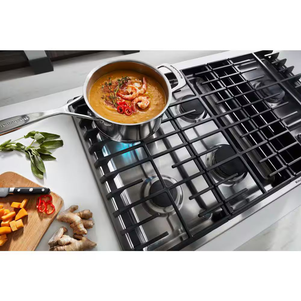 36 In. Gas Downdraft Cooktop in Stainless Steel with 5 Burners