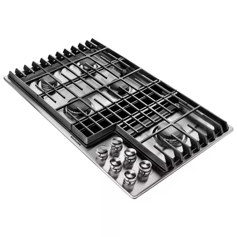 36 In. Gas Downdraft Cooktop in Stainless Steel with 5 Burners