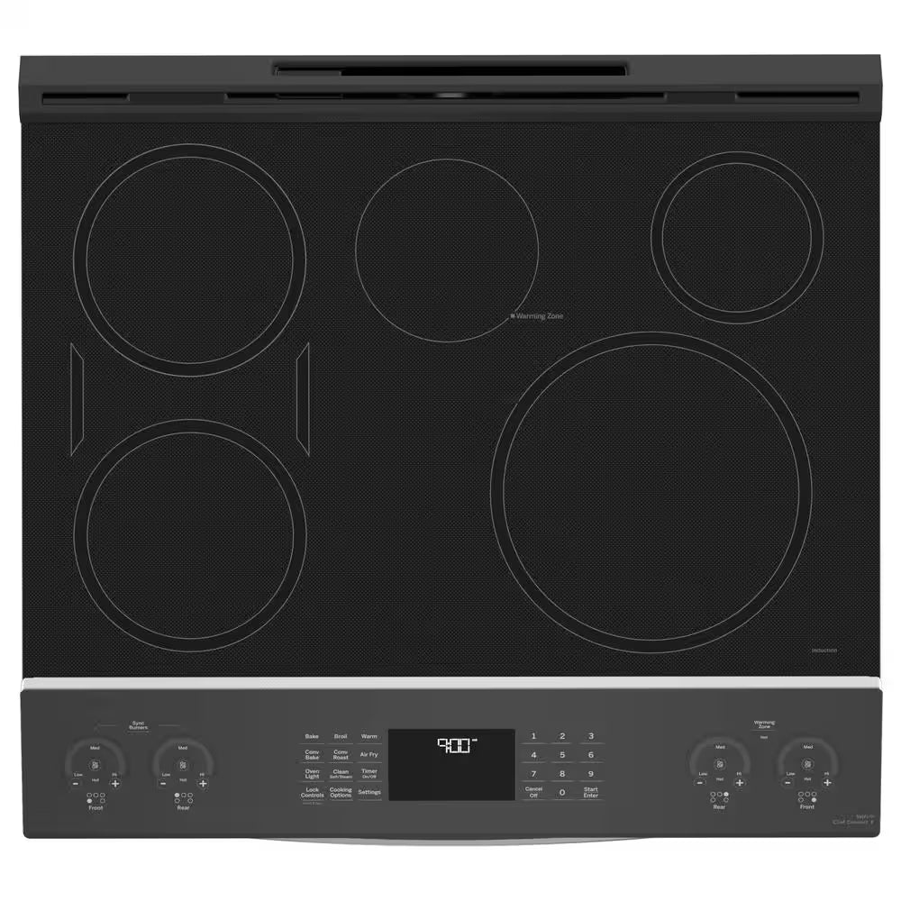 Profile 30 In. 4 Burner Element Smart Slide-In Induction Range in Fingerprint Resistant Stainless W/ Convection, Air Fry