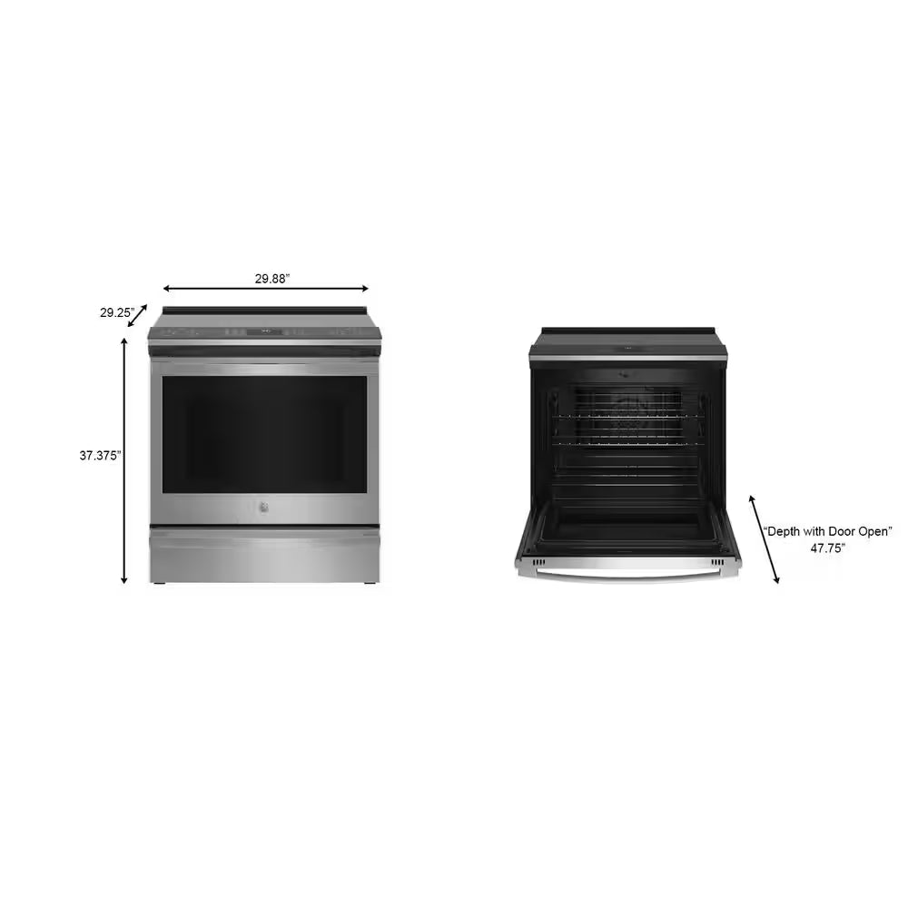 Profile 30 In. 4 Burner Element Smart Slide-In Induction Range in Fingerprint Resistant Stainless W/ Convection, Air Fry