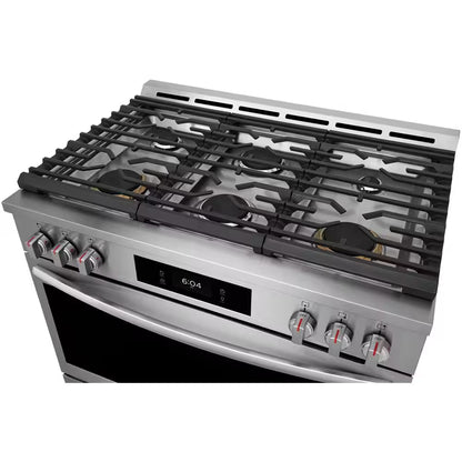 Gallery 36 In. 6-Burner Slide-In Dual Fuel Range in Stainless Steel with Total Convection and Air Fry