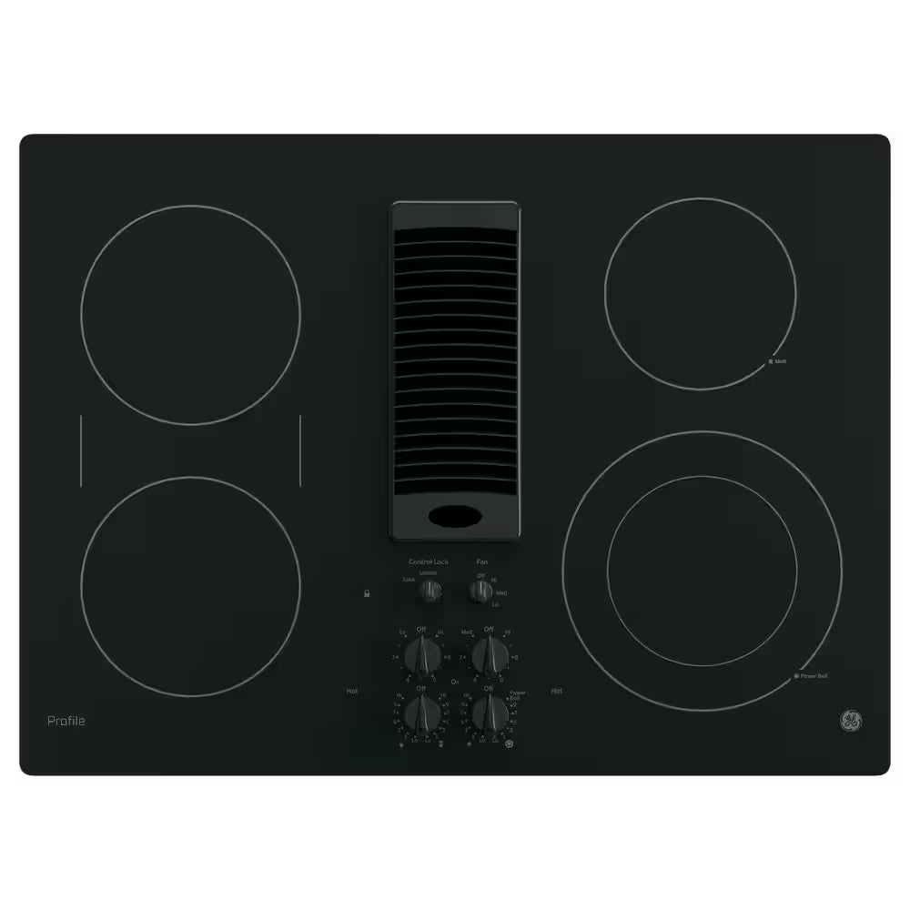 Profile 30 In. 4 Burner Element Downdraft Electric Cooktop in Black