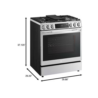 6.3 Cu. Ft. 30 in Smart Probake Slide-In Dual Fuel Range with Gas Stove and Electric Oven in Printproof Stainless Steel