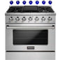 36 In. 5.2 Cu. Ft. Freestanding Dual Fuel Range with 6 Burners, Convection Oven, and Griddle in Stainless Steel
