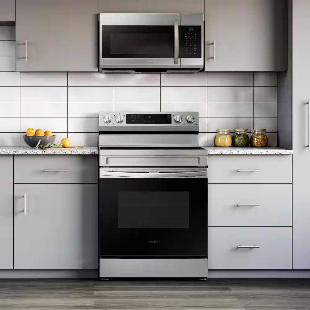 6.3 Cu.Ft. 5 Burner Element Smart Freestanding Electric Range with Rapid Boil and Self Clean in Stainless Steel