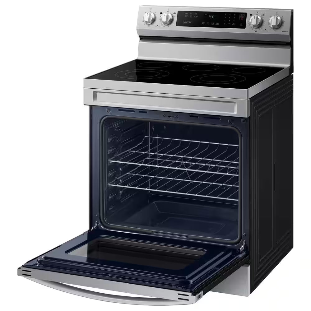 6.3 Cu.Ft. 5 Burner Element Smart Freestanding Electric Range with Rapid Boil and Self Clean in Stainless Steel