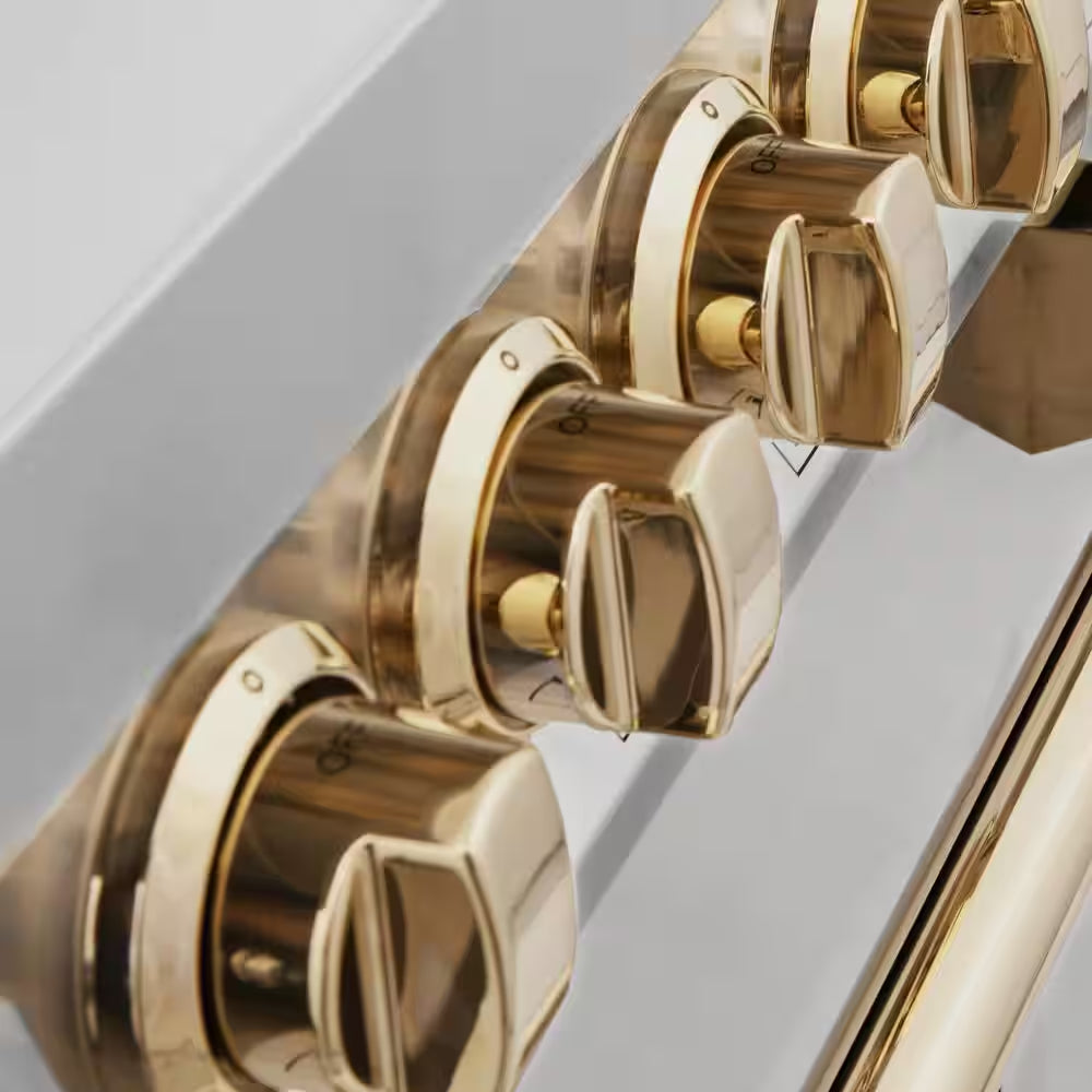 Autograph Edition 48 In. 7 Burner Double Oven Dual Fuel Range in Stainless Steel and Polished Gold