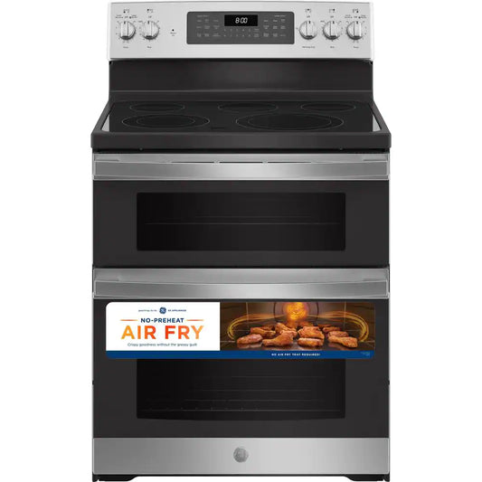 30 In. Burner Element Free-Standing Double Oven Electric Range in Stainless Steel with Convection and Air Fry