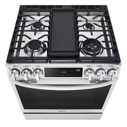 6.3 Cu. Ft. 30 in Smart Probake Slide-In Dual Fuel Range with Gas Stove and Electric Oven in Printproof Stainless Steel