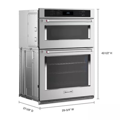 27 In. Electric Wall Oven and Microwave Combo in Stainless Steel with Air Fry Mode
