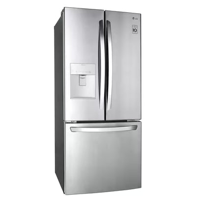 30 In. W 22 Cu. Ft. French Door Refrigerator with Water Dispenser in Stainless Steel