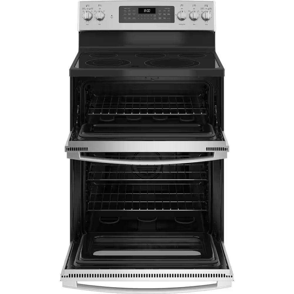 30 In. Burner Element Free-Standing Double Oven Electric Range in Stainless Steel with Convection and Air Fry