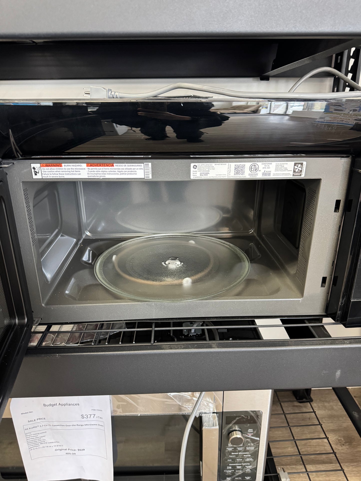 GE 1.9 Cu. Ft. Over-the-Range Sensor Microwave Oven Black