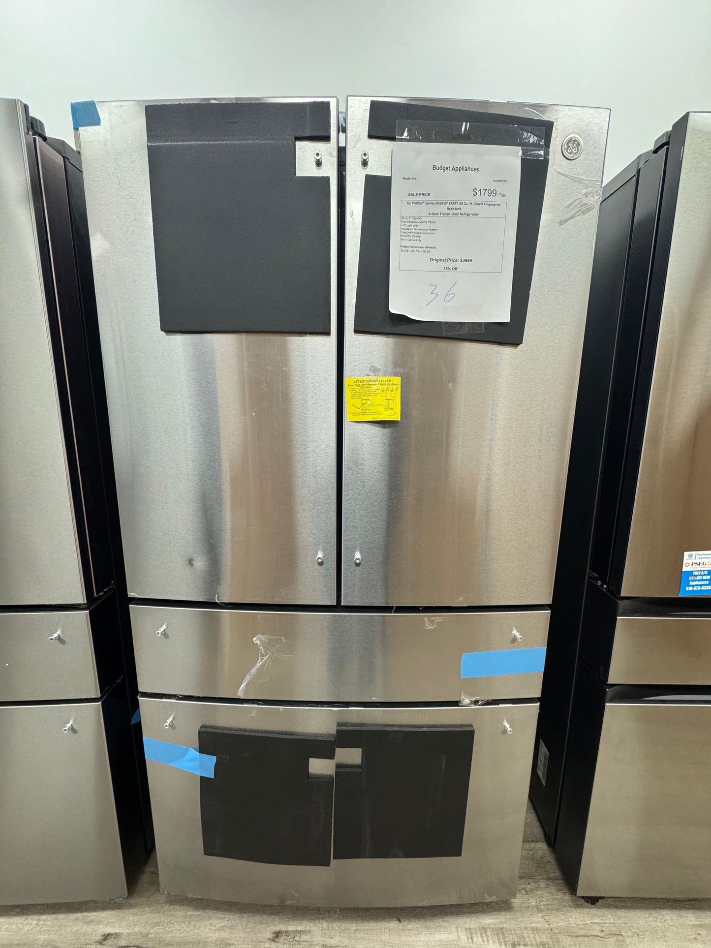 GE Profile Series Energy Star 29 Cu. Ft . Smart Fingerprint Resistant 4- Door French - Door Refrigerator