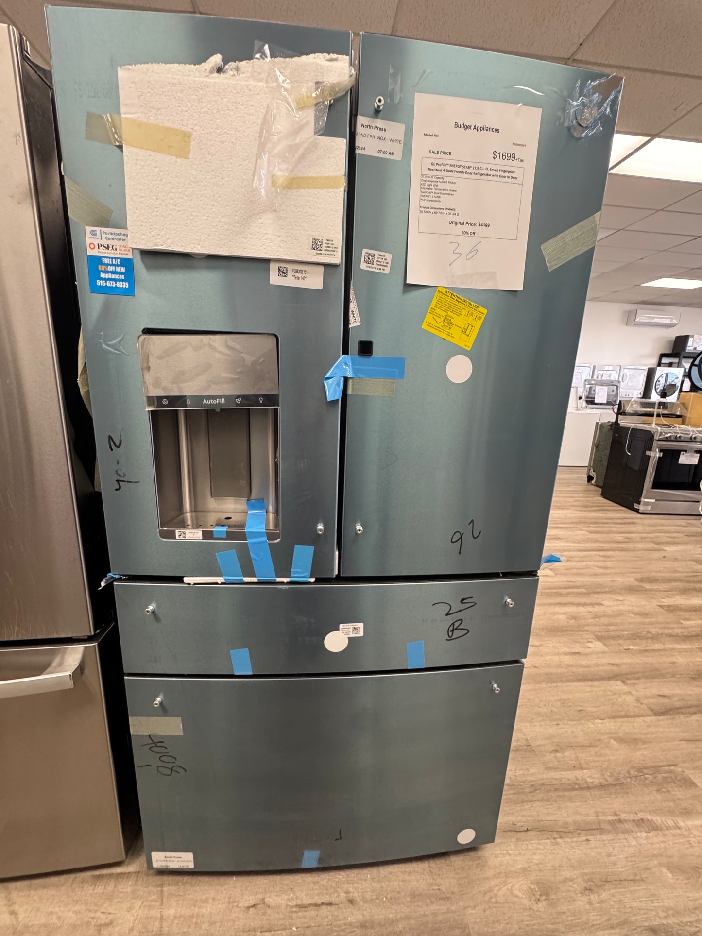 GE Profile  Energy Star 27.9 Cu. Ft . Smart Fingerprint Resistant 4- Door French - Door Refrigerator With Door in Door