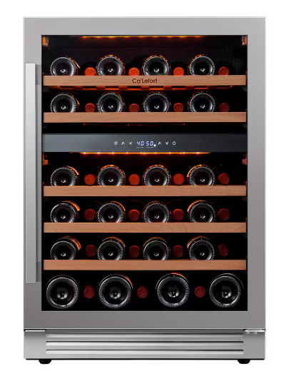 Ca'Lefort 24 in. Dual Zone 46-Bottles Built-In Wine Cooler Refrigerator in Stainless Steel Frost-Free Touch Panel