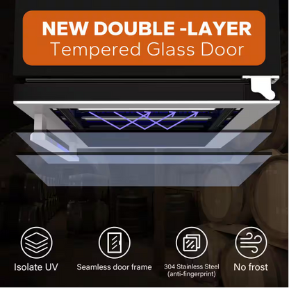 Ca'Lefort 24 in. Dual Zone 46-Bottles Built-In Wine Cooler Refrigerator in Stainless Steel Frost-Free Touch Panel