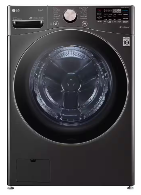 LG 4.5 Cu. Ft. Stackable SMART Front Load Washer in Black Steel with Steam and TurboWash360 Technology