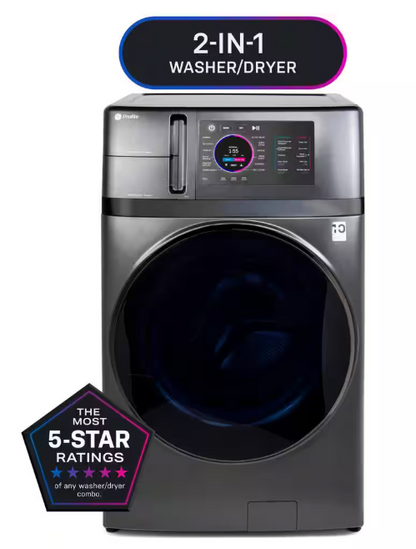 GE Profile 4.8 cu. ft. Smart UltraFast Electric Washer & Dryer Combo in Carbon Graphite with Ventless Heat Pump Technology