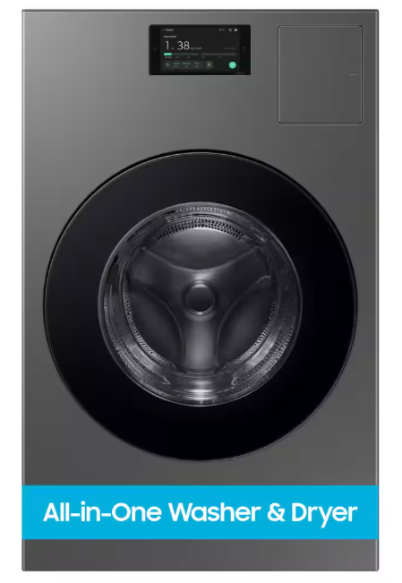 Samsung Bespoke 5.3 cu. ft. Ultra Capacity All-In-One Washer Dryer Combo with Super Speed and Ventless Heat Pump in Dark Steel