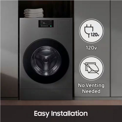 Samsung Bespoke 5.3 cu. ft. Ultra Capacity All-In-One Washer Dryer Combo with Super Speed and Ventless Heat Pump in Dark Steel