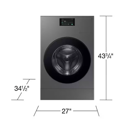 Samsung Bespoke 5.3 cu. ft. Ultra Capacity All-In-One Washer Dryer Combo with Super Speed and Ventless Heat Pump in Dark Steel