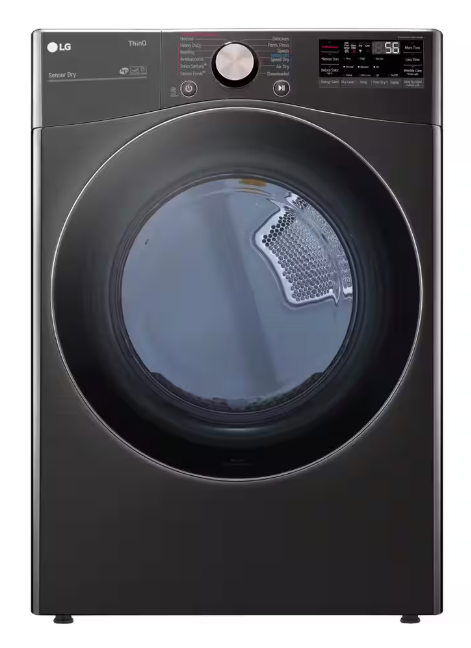 LG 7.4 Cu. Ft. Vented SMART Stackable Electric Dryer in Black Steel with TurboSteam and Sensor Dry Technology