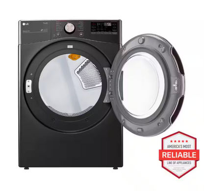 LG 7.4 Cu. Ft. Vented SMART Stackable Electric Dryer in Black Steel with TurboSteam and Sensor Dry Technology