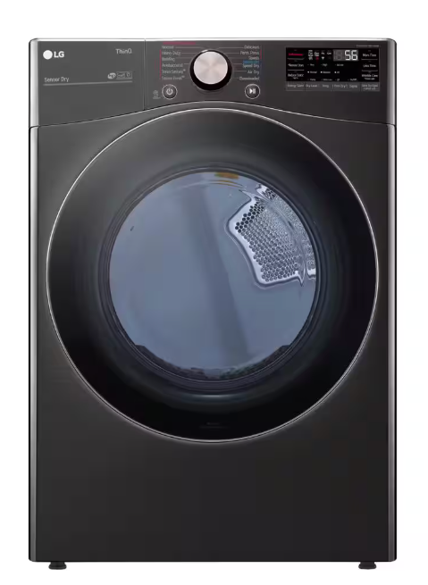 LG 7.4 Cu. Ft. Vented SMART Stackable Gas Dryer in Black Steel with TurboSteam and Sensor Dry Technology 10