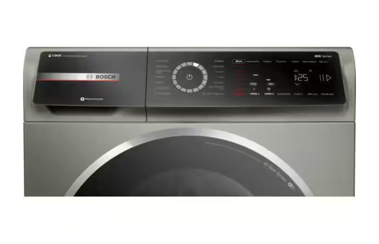 Bosch 800 Series 24 in. 2.4 cu. ft. Smart Stackable Front Load Compact Washer in Pearl Steel, ENERGY STAR