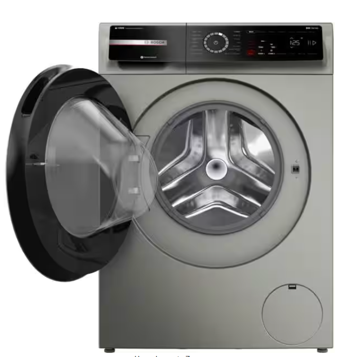 Bosch 800 Series 24 in. 2.4 cu. ft. Smart Stackable Front Load Compact Washer in Pearl Steel, ENERGY STAR