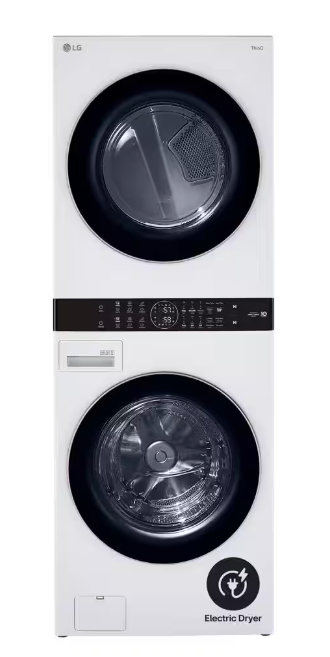 LG WashTower Stacked SMART Laundry Center 4.5 Cu.Ft. Front Load Washer & 7.4 Cu.Ft. Electric Dryer in White