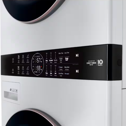 LG WashTower Stacked SMART Laundry Center 4.5 Cu.Ft. Front Load Washer & 7.4 Cu.Ft. Gas Dryer in White