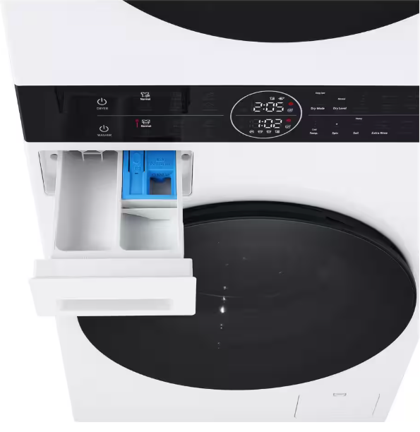 LG 2.4 cu. ft. Washer, 4.2 cu. ft. Dual Inverter Heat Pump Ventless Electric Dryer, Washtower, Center Control AIDD in White