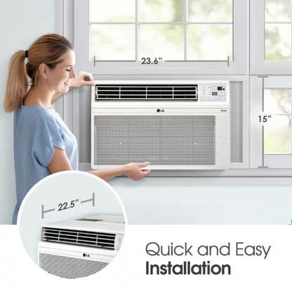 LG 12,000 BTU 115V Window Air Conditioner Cools 550 sq. ft. with Wi-Fi, Remote, Dehumidifier and in White