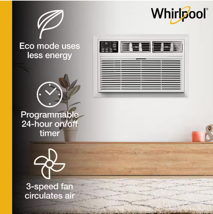 Whirlpool 8,000 BTU 115-Volt Through-the-Wall Air Conditioner Cools 350 Sq. Ft. with Remote Control and ENERGY STAR in White
