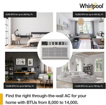 Whirlpool 8,000 BTU 115-Volt Through-the-Wall Air Conditioner Cools 350 Sq. Ft. with Remote Control and ENERGY STAR in White