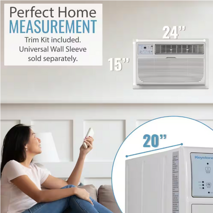 Keystone 10,000 BTU 230V Through-The-Wall AC Remote Dehumidifier Sleep Mode 24H Timer for Rooms up to 450 sq. ft.