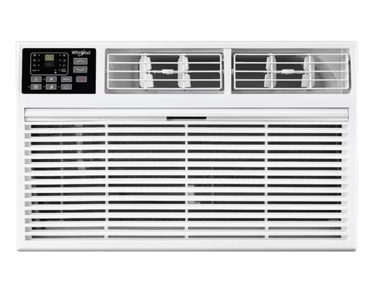 Whirlpool 12,000 BTU (DOE) 230-Volt Through-The-Wall Air Conditioner Cools 550 sq. ft. with Heater with Remote in White