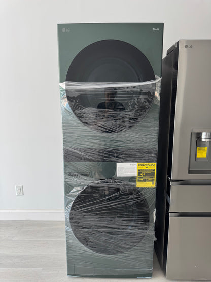 LG WashTower Stacked SMART Laundry Center 4.5 Cu.Ft. Front Load Washer & 7.4 Cu.Ft. Electric Dryer in Nature Green w/ Steam