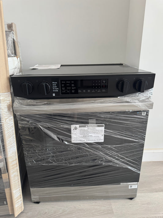 Samsung Bespoke 30 in. 6.3 cu.ft. 5 Burner Element Smart Slide-In Electric Range w/ AirFry & Safety Knobs in Stainless Steel