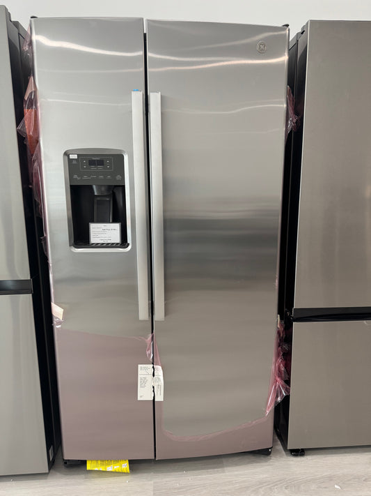 GE 25.3 cu. ft. Side by Side Refrigerator in Fingerprint Resistant Stainless Steel, Standard Depth