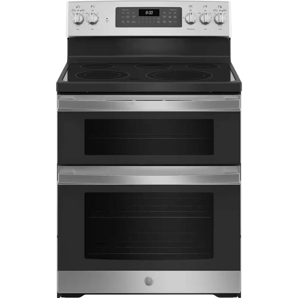 30 In. Burner Element Free-Standing Double Oven Electric Range in Stainless Steel with Convection and Air Fry