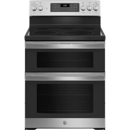 30 In. Burner Element Free-Standing Double Oven Electric Range in Stainless Steel with Convection and Air Fry