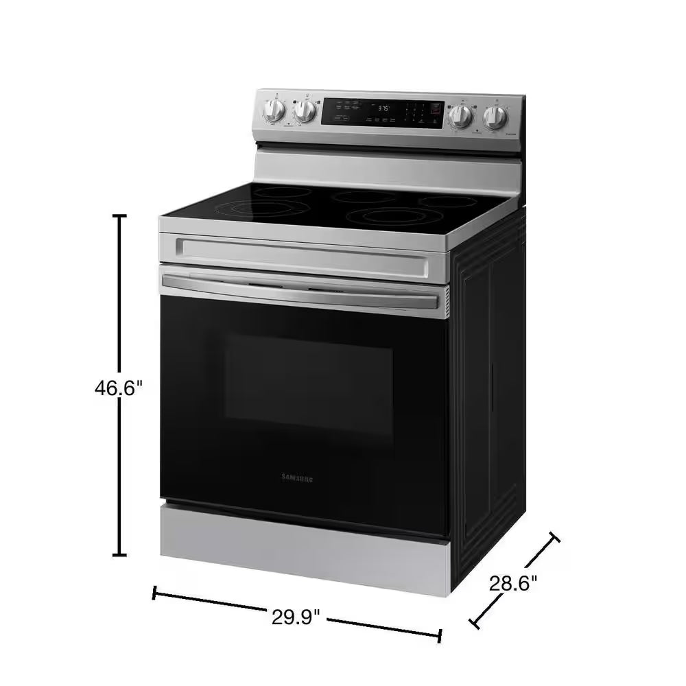 6.3 Cu.Ft. 5 Burner Element Smart Freestanding Electric Range with Rapid Boil and Self Clean in Stainless Steel