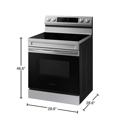 6.3 Cu.Ft. 5 Burner Element Smart Freestanding Electric Range with Rapid Boil and Self Clean in Stainless Steel